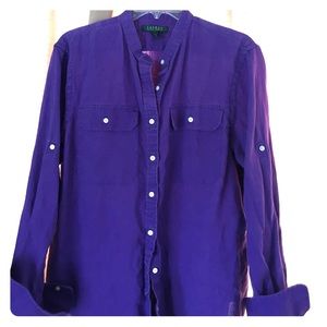 Ralph Lauren purple linen button down shirt
