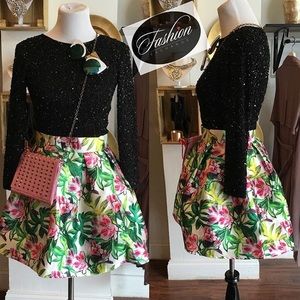 Floral puff skirt