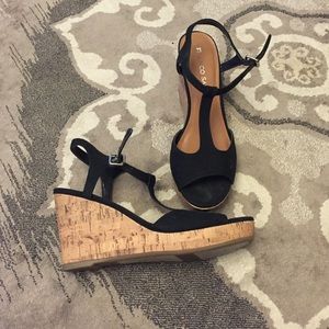 Franco Sarto cork wedges with ankle strap
