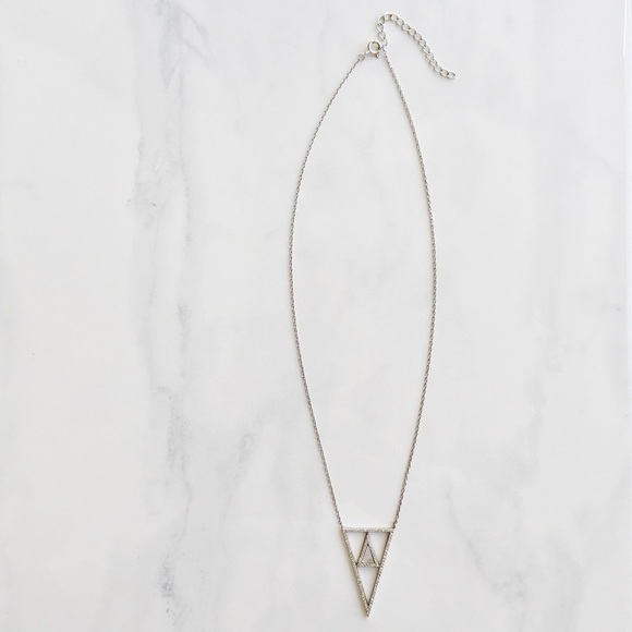 MELISSA B Sterling Silver CZ triangle necklace