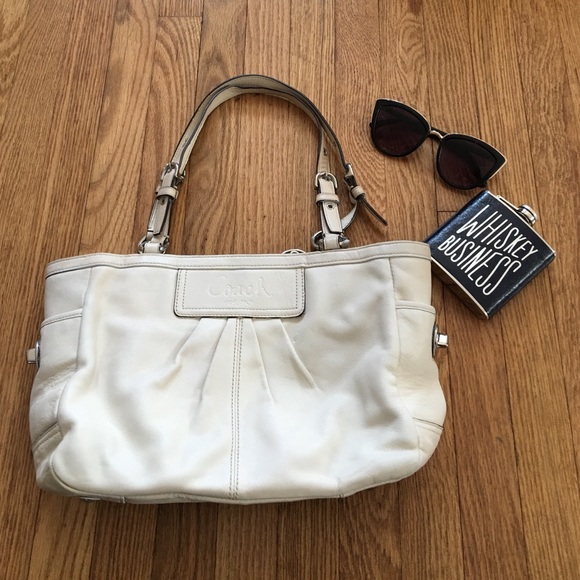 Coach white leather purse