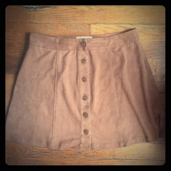 Brown Suede botton up skirt - Picture 1 of 3