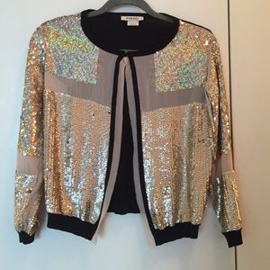 Pinko gold sequined cardigan/blazer xs