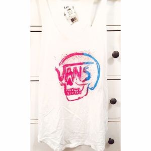 Vans white and skull tank top