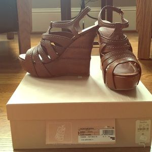 Miu Miu Nappa Washed Wedges Size 8.