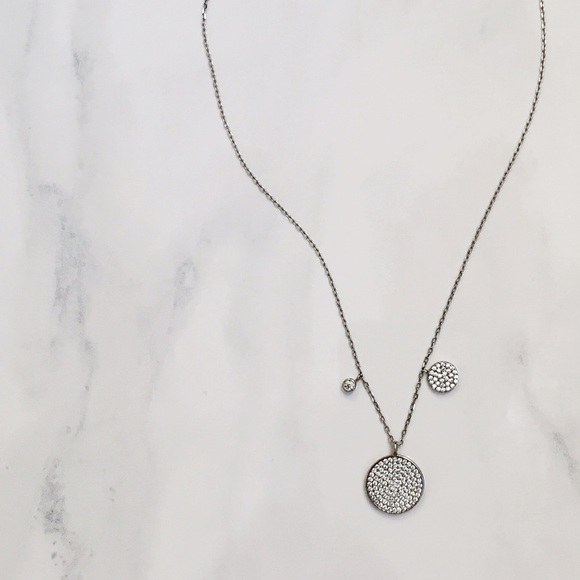 MELISSA B 925 Sterling Silver CZ circle necklace