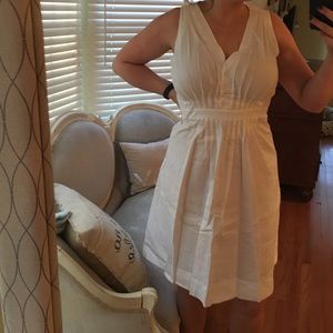 Italian white cotton dress w buttons & side zipper