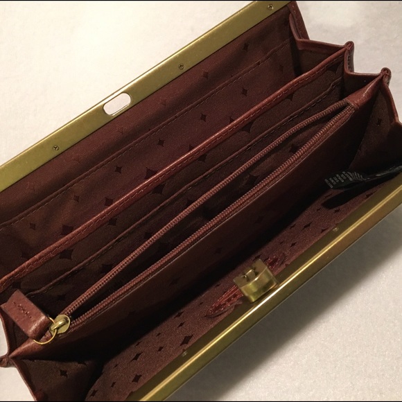 🐾 Fossil Leather Clutch Accordion Wallet Turnlock - Picture 4 of 4