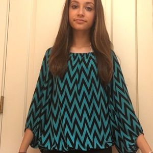 Chevron Pattern Blouson Top