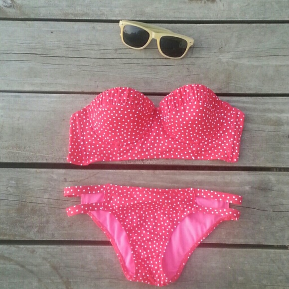 Abercrombie strapless polka dot bikini
