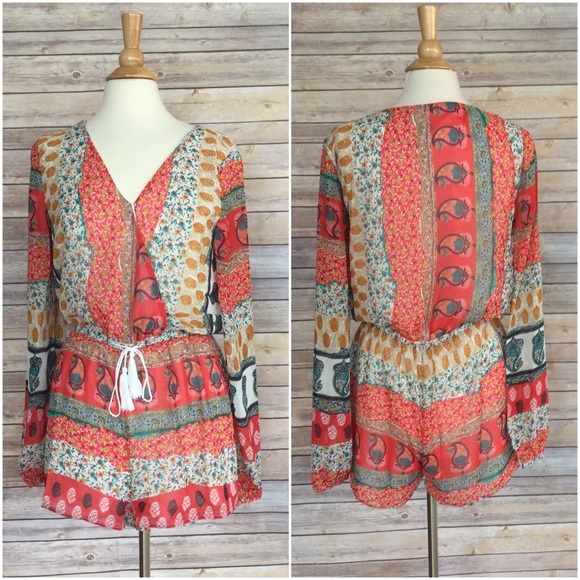 Tomato red cute print romper S M L - Picture 3 of 3