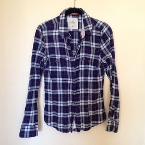 Blue plaid button-up