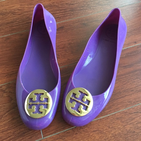purple tory burch flats