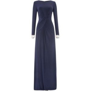 Vince Camuto Navy long sleeve dress crystal cuff.