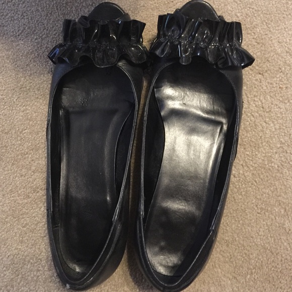 Vaneli black peep toe flats