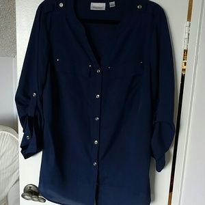 Avenue Button down blue blouse