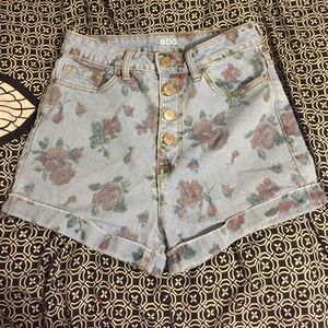 BDG "foxy" button up high waist floral shorts