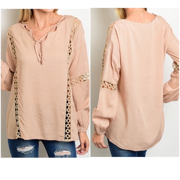 Beige detailed top S M L - Picture 3 of 3