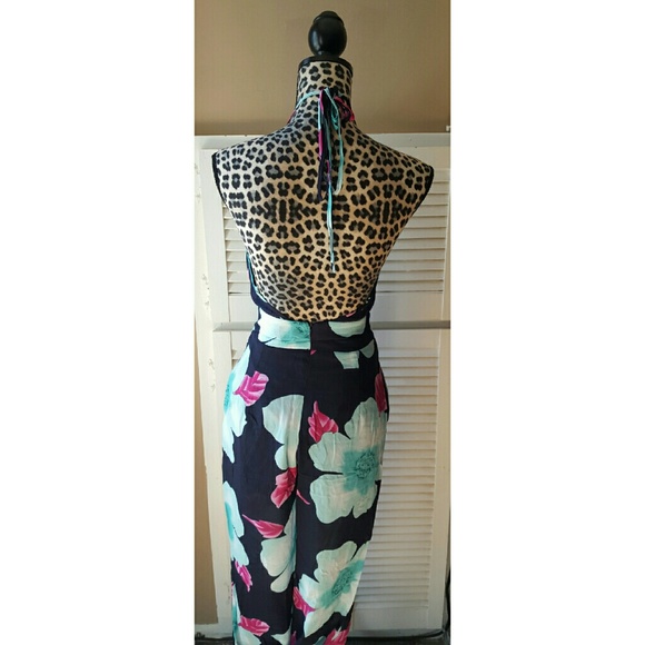 🎉HP🎉 Navy aqua floral jumpsuit - Picture 3 of 4