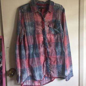 Button up acid wash flannel