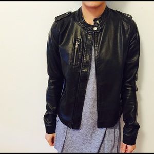 NWOT dELiA's Black Leather Jacket BRAND NEW