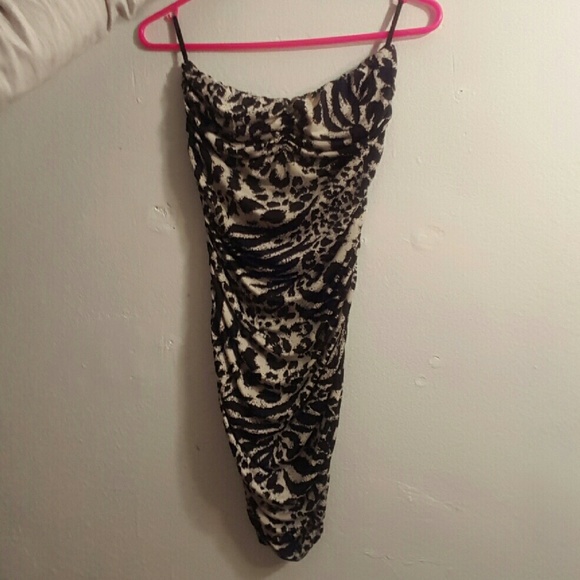 Sexy black and white leopard print dress