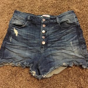 Blue high waisted jean shorts