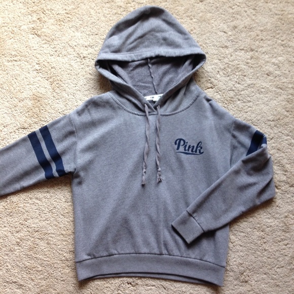 PINK Victoria's Secret Tops - VS Pink Gray and Navy Blue Hoodie