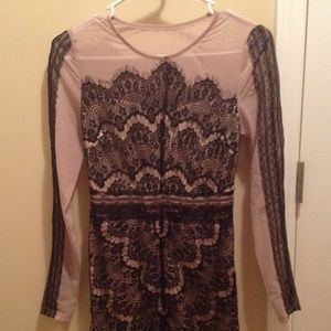 Lace dress with sheer flesh colored underlay
