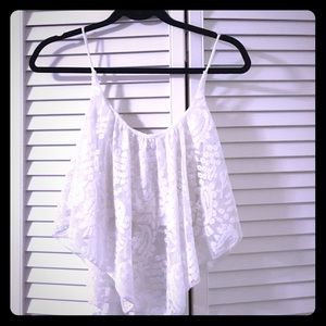 High Low Lace White Crop Top