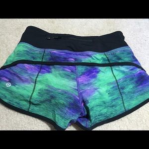 Lululemon speed shorts rio nights green purple 2