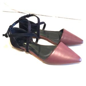 Brown and Black Pointy Toed Flats