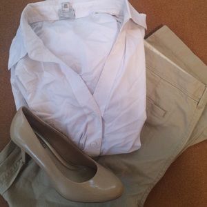 3/4 Sleeve White Button Down