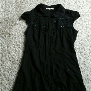 Sequin collar button down