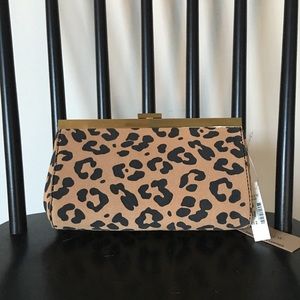 Jcrew Leopard Print Leather Clutch