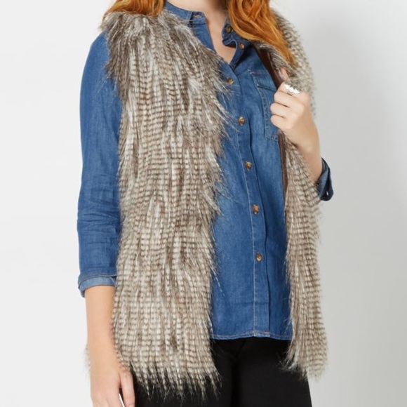 Rue 21 Striped Faux Fur Vest