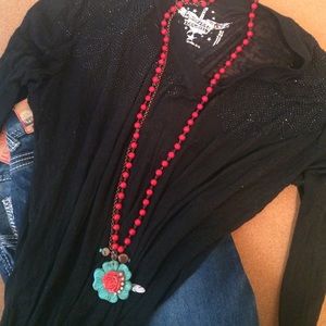 Rhineston Panhandle Slim Rock and Roll Cowgirl Top