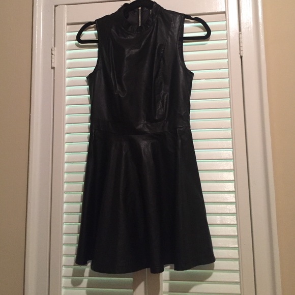 Forever 21- Vegan leather fit and flare dress S