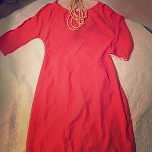 Esley Coral Summer Dress with Zipper Back Detail