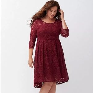 NWT Lane Bryant Illusion Lace Burgundy Dress sz 18