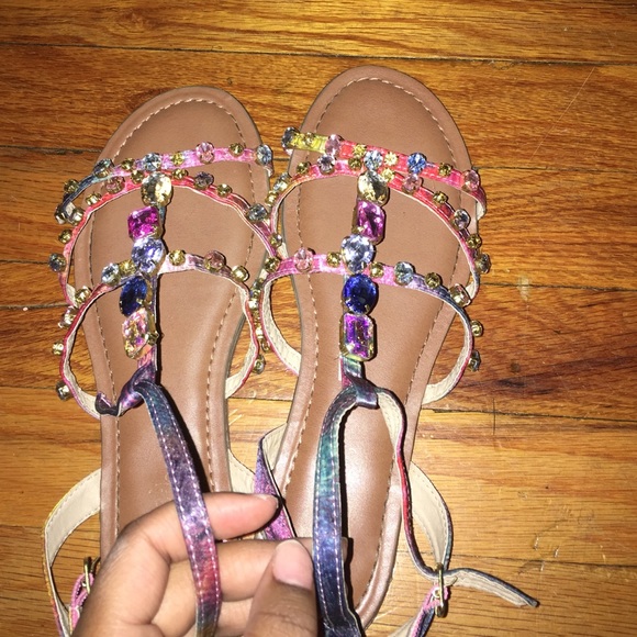 Multicolor Jeweled Sandals ❤️😝