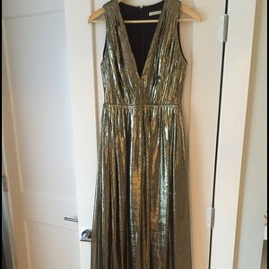 Alice + Olivia metallic gold gown