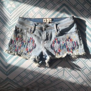 Embroidered Roxy denim shorts