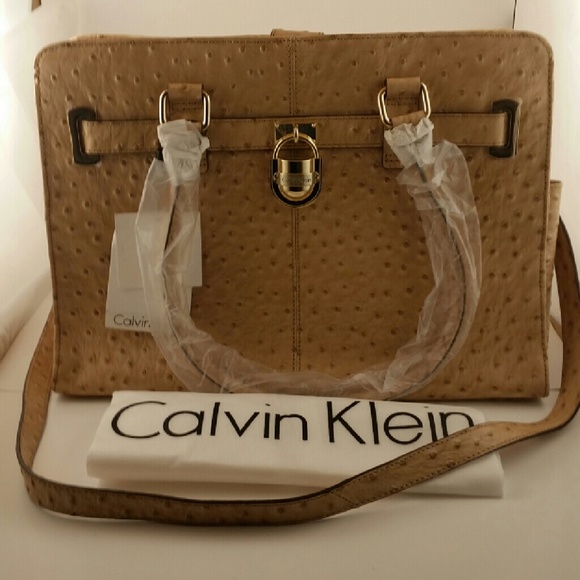 Calvin Klein Ostrich Leather Convertible Satchel