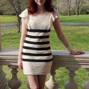 Cream & Black Striped Dress