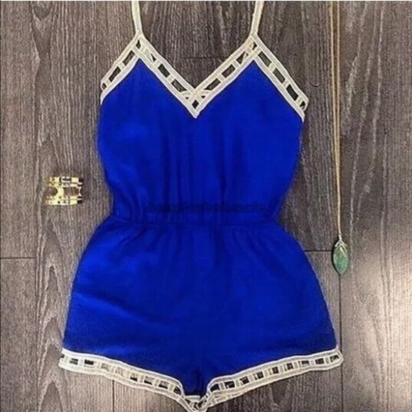 Very sexy electric blue romper size large 😻😻😻