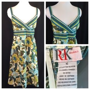 Blue Green Ivory Boho Flora Sun Dress Smock Back Blue Green Ivory Boho Flora Sun Dress Smock Back