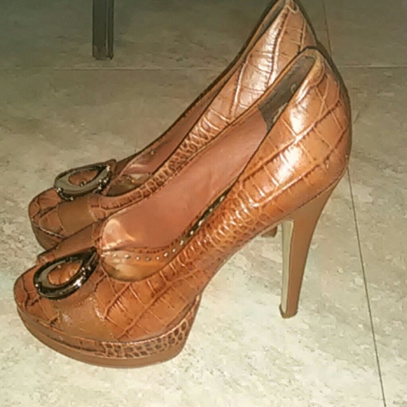 BCBGIRLS Croc Print Heels