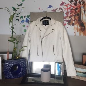 White leather moto jacket