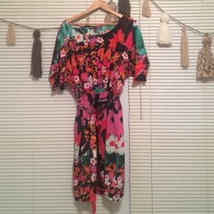 Floral Cinch Waist Dress